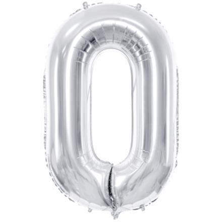 Zahlenballon 0 silber (86 cm)