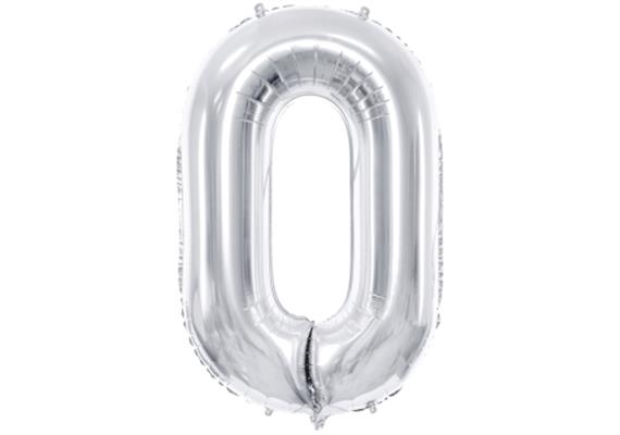 Zahlenballon 0 silber (86 cm)