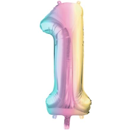 Zahlenballon 1 regenbogen (86 cm)