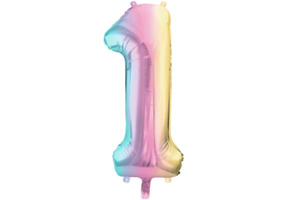 Zahlenballon 1 regenbogen (86 cm)
