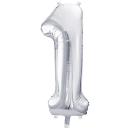 Zahlenballon 1 silber (86 cm)