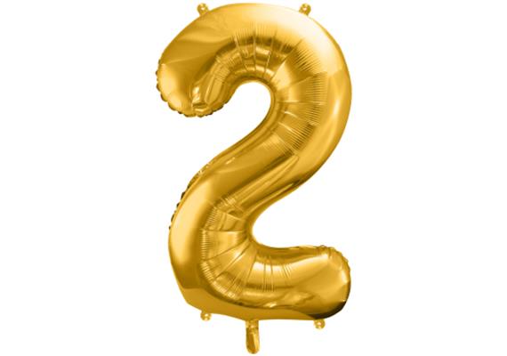 Zahlenballon 2 gold (86 cm)
