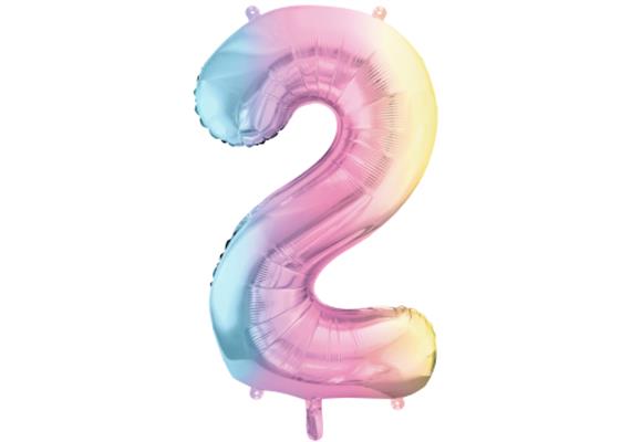 Zahlenballon 2 regenbogen (86 cm)