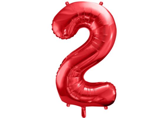 Zahlenballon 2 rot (86 cm)