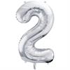 Zahlenballon 2 silber (86 cm)