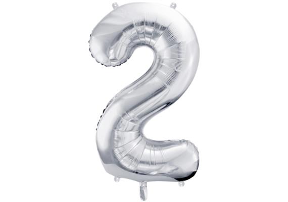 Zahlenballon 2 silber (86 cm)
