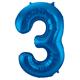 Zahlenballon 3 blau (86 cm)