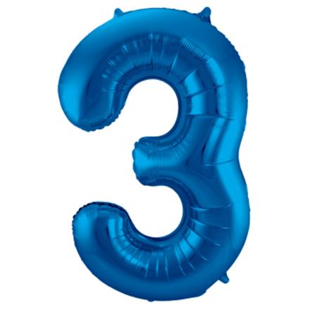Zahlenballon 3 blau (86 cm)