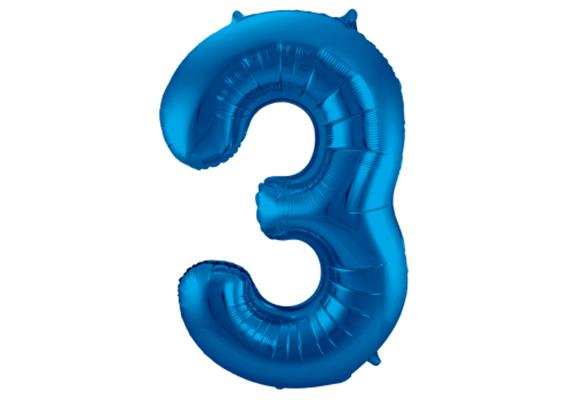 Zahlenballon 3 blau (86 cm)