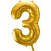 Zahlenballon 3 gold (86 cm)