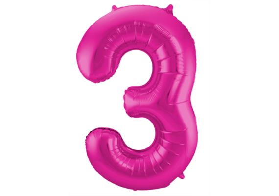 Zahlenballon 3 pink (86 cm)