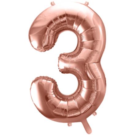 Zahlenballon 3 roségold (86 cm)