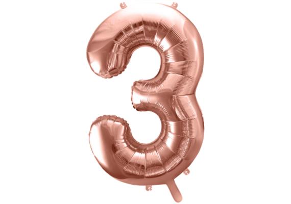 Zahlenballon 3 roségold (86 cm)