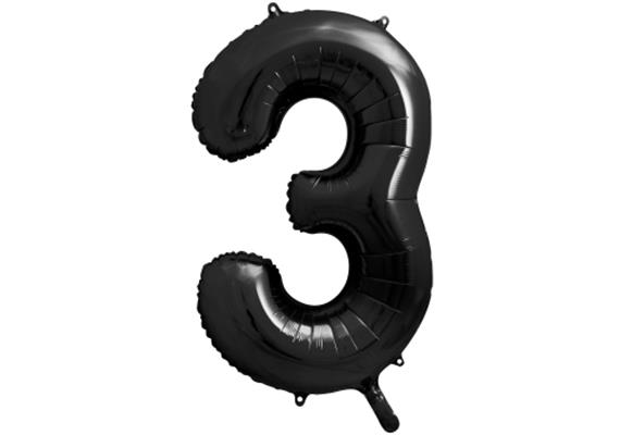 Zahlenballon 3 schwarz (86 cm)
