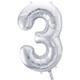 Zahlenballon 3 silber (86 cm)