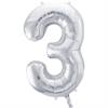 Zahlenballon 3 silber (86 cm)