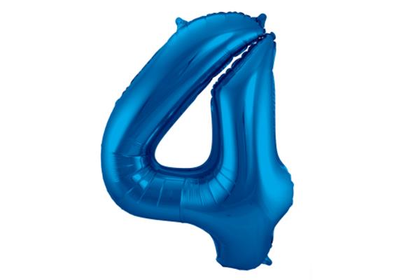 Zahlenballon 4 blau (86 cm)