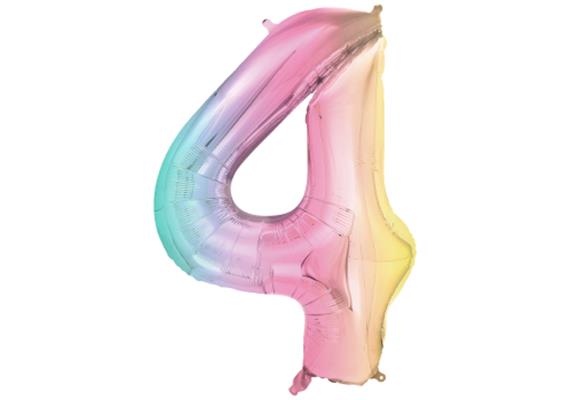 Zahlenballon 4 regenbogen (86 cm)