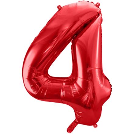 Zahlenballon 4 rot (86 cm)