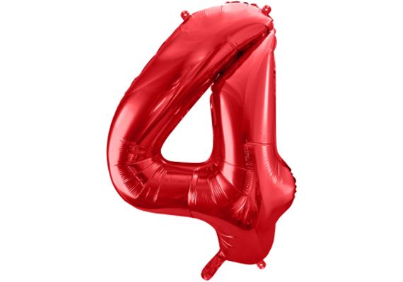 Zahlenballon 4 rot (86 cm)