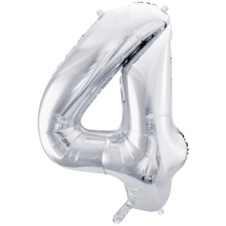 Zahlenballon 4 silber (86 cm)