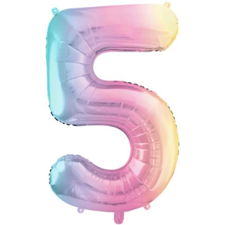 Zahlenballon 5 regenbogen (86 cm)