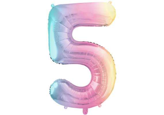 Zahlenballon 5 regenbogen (86 cm)
