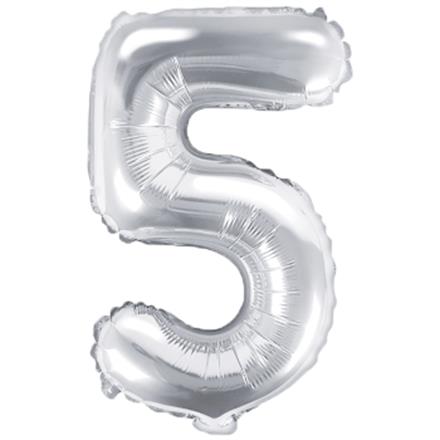 Zahlenballon 5 silber (86 cm)