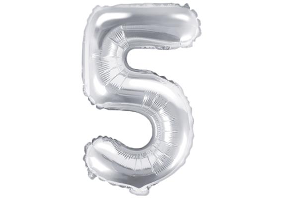 Zahlenballon 5 silber (86 cm)