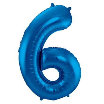 Zahlenballon 6 blau (86 cm)