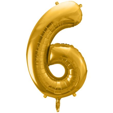 Zahlenballon 6 gold (86 cm)