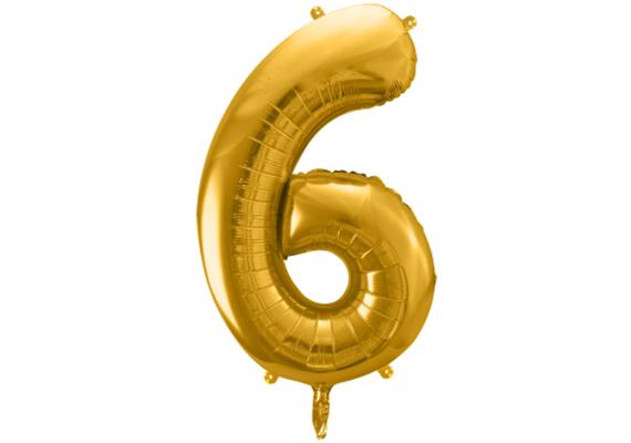 Zahlenballon 6 gold (86 cm)