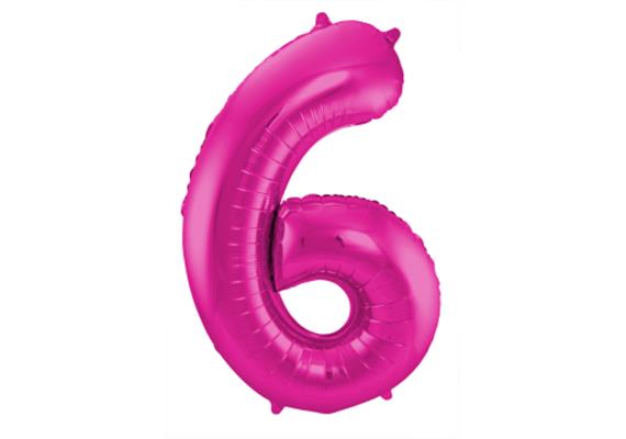 Zahlenballon 6 pink (86 cm)
