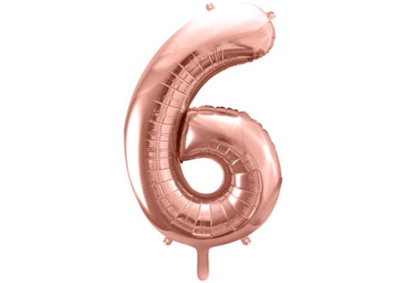 Zahlenballon 6 roségold (86 cm)