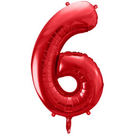 Zahlenballon 6 rot (86 cm)