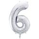 Zahlenballon 6 silber (86 cm)