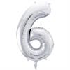 Zahlenballon 6 silber (86 cm)