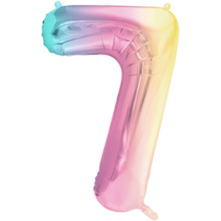 Zahlenballon 7 regenbogen (86 cm)