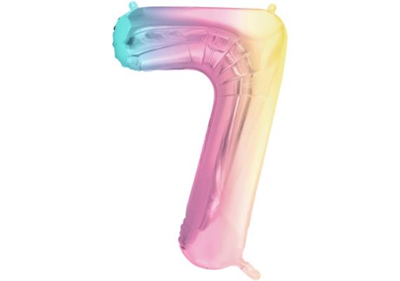 Zahlenballon 7 regenbogen (86 cm)