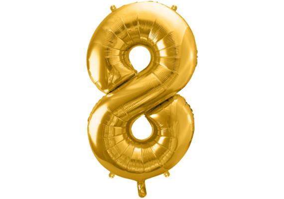 Zahlenballon 8 gold (86 cm)