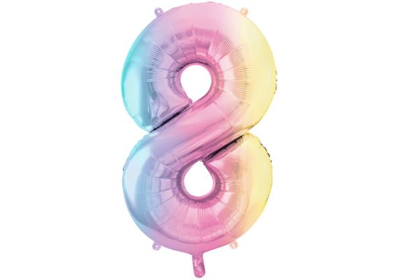Zahlenballon 8 regenbogen (86 cm)
