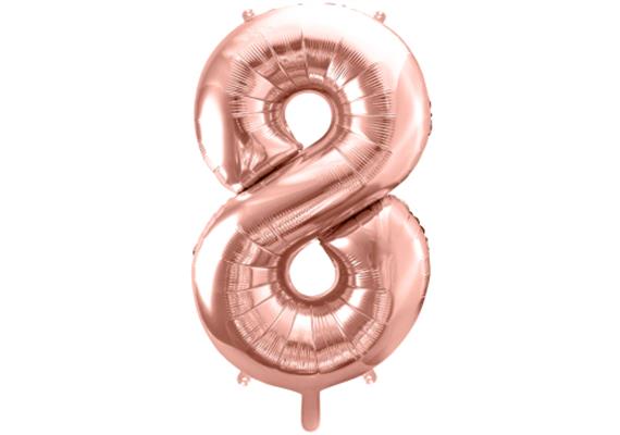 Zahlenballon 8 roségold (86 cm)