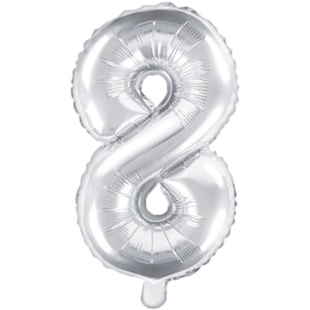 Zahlenballon 8 silber (86 cm)