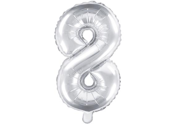 Zahlenballon 8 silber (86 cm)