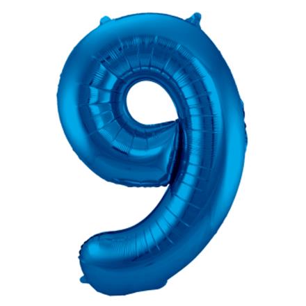 Zahlenballon 9 blau (86 cm)