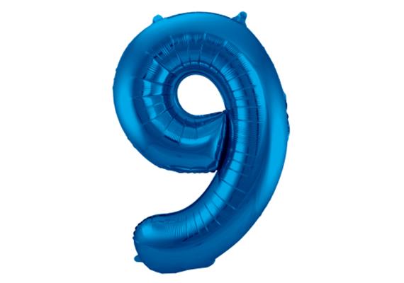 Zahlenballon 9 blau (86 cm)