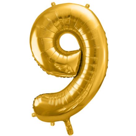 Zahlenballon 9 gold (86 cm)
