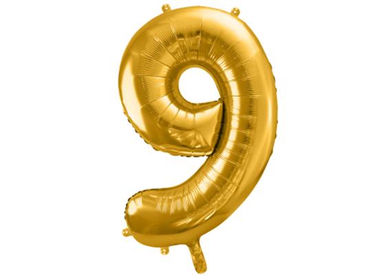 Zahlenballon 9 gold (86 cm)