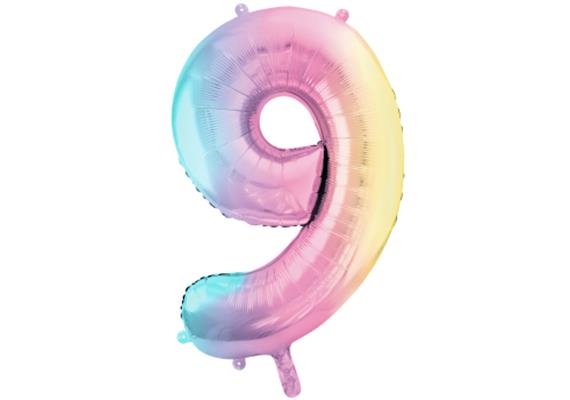 Zahlenballon 9 regenbogen (86 cm)