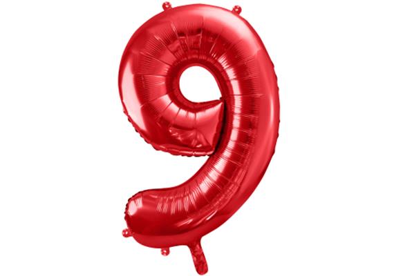 Zahlenballon 9 rot (86 cm)